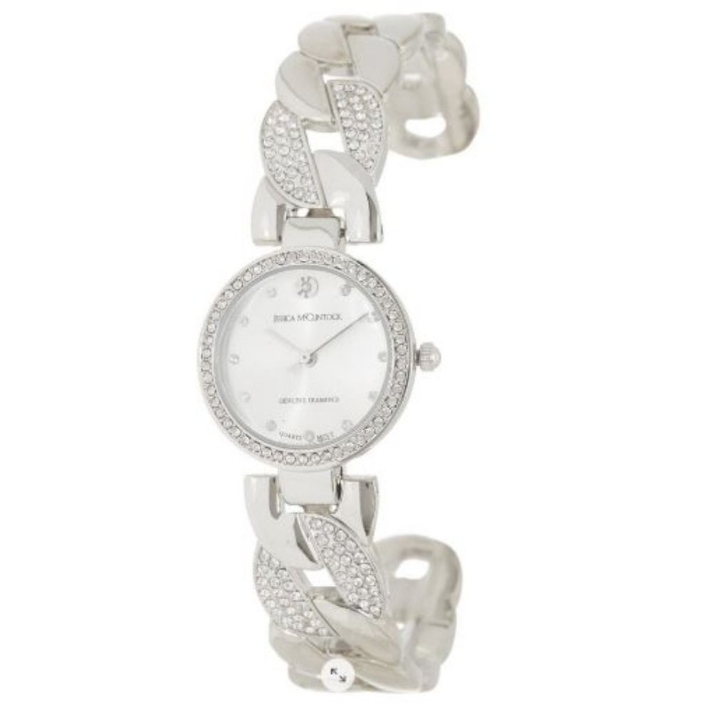Jessica McClintock Silver Crystal Bracelet Watch